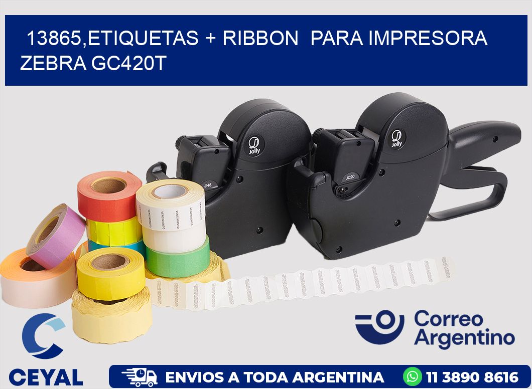 13865,etiquetas + ribbon  para impresora zebra GC420T