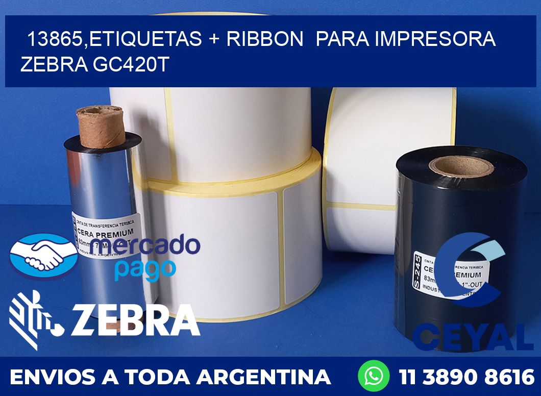 13865,etiquetas + ribbon  para impresora zebra GC420T