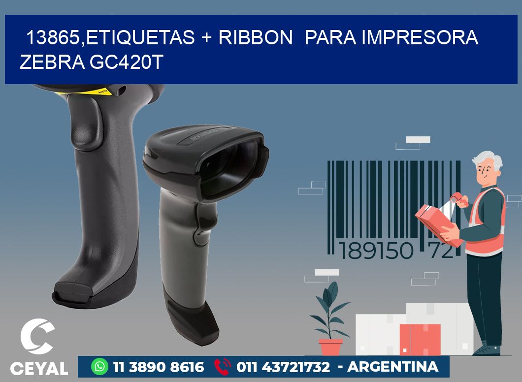 13865,etiquetas + ribbon  para impresora zebra GC420T