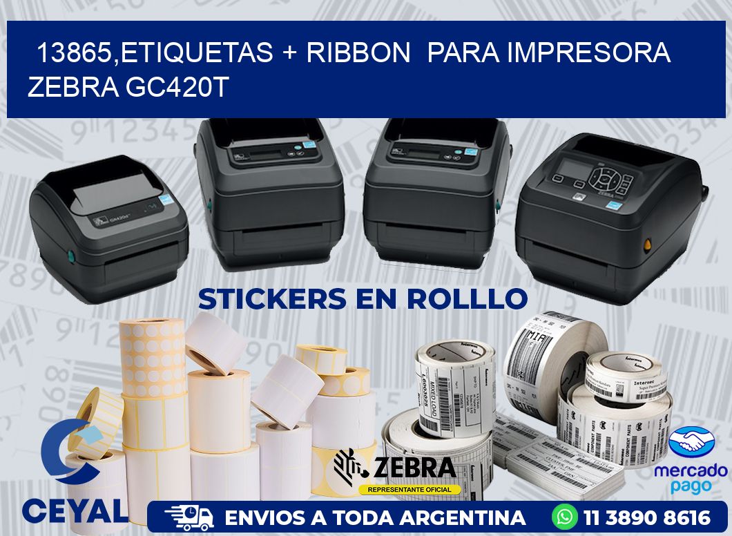 13865,etiquetas + ribbon  para impresora zebra GC420T