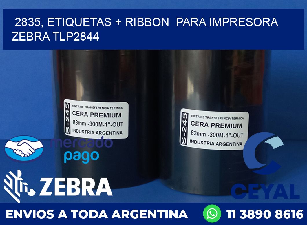 2835, etiquetas + ribbon  para impresora zebra TLP2844