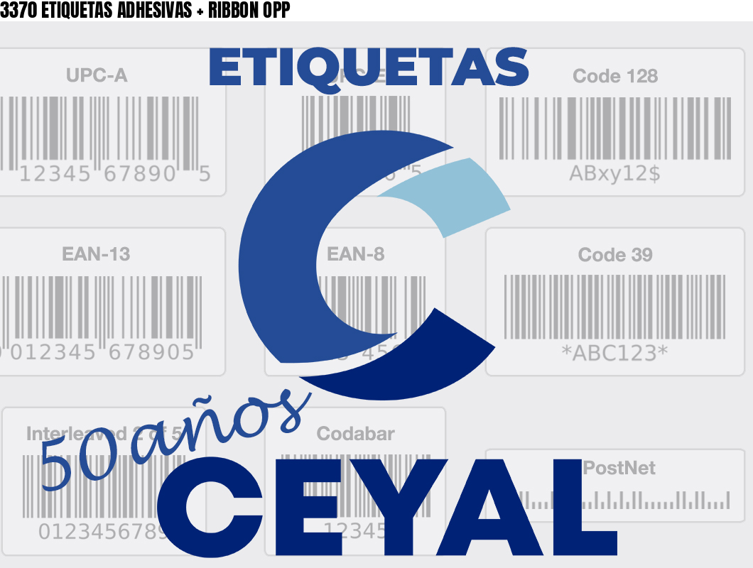 3370 ETIQUETAS ADHESIVAS + RIBBON OPP