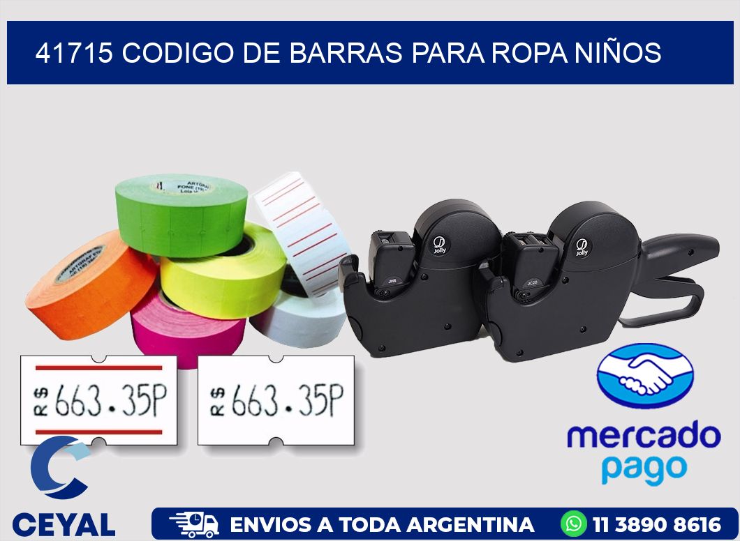 41715 CODIGO DE BARRAS PARA ROPA NIÑOS