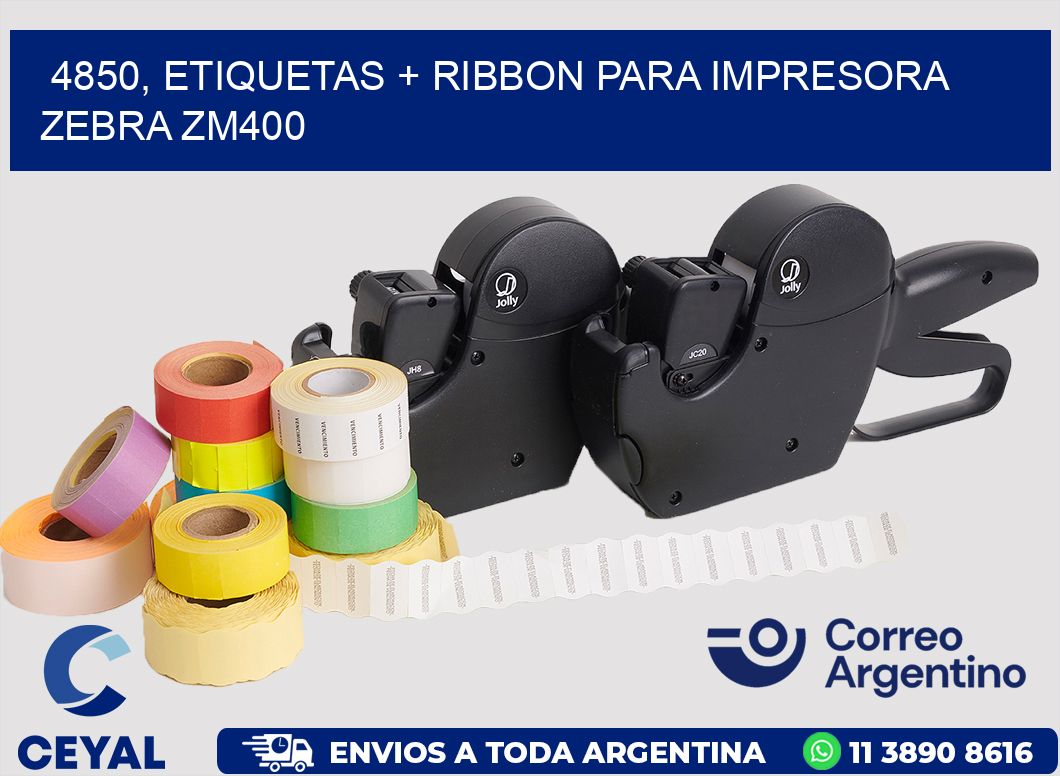 4850, etiquetas + ribbon para impresora zebra ZM400