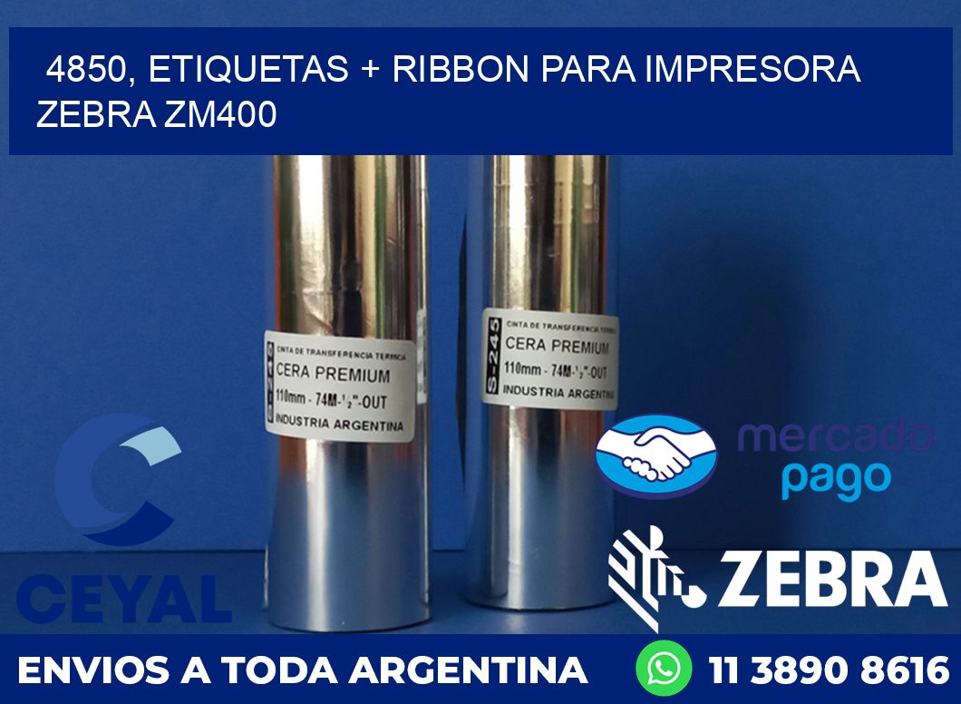 4850, etiquetas + ribbon para impresora zebra ZM400