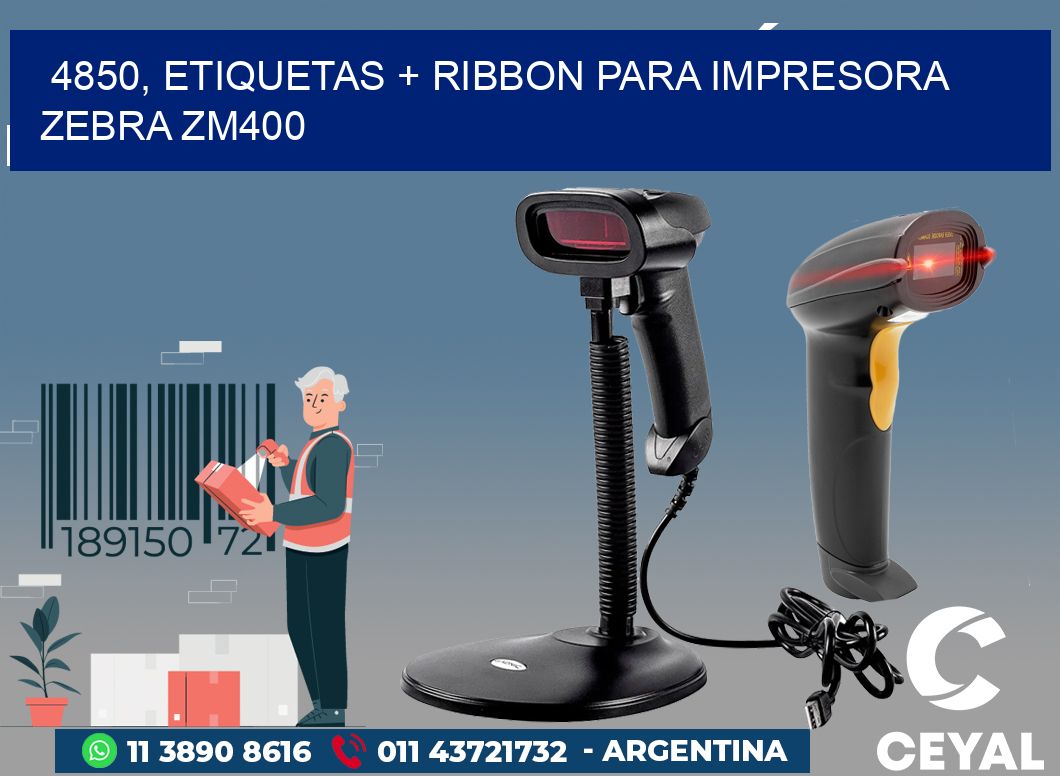 4850, etiquetas + ribbon para impresora zebra ZM400