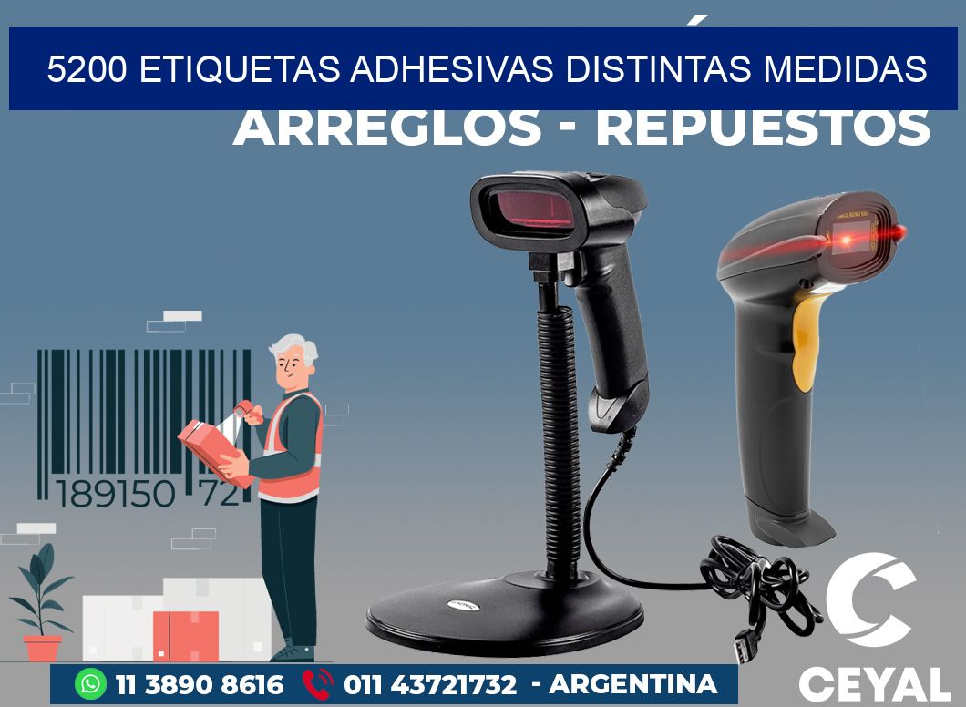 5200 ETIQUETAS ADHESIVAS DISTINTAS MEDIDAS