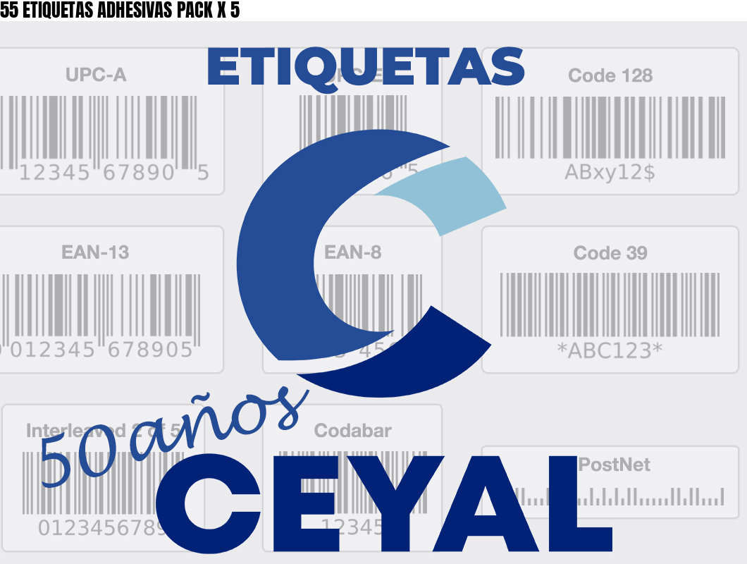 55 ETIQUETAS ADHESIVAS PACK X 5