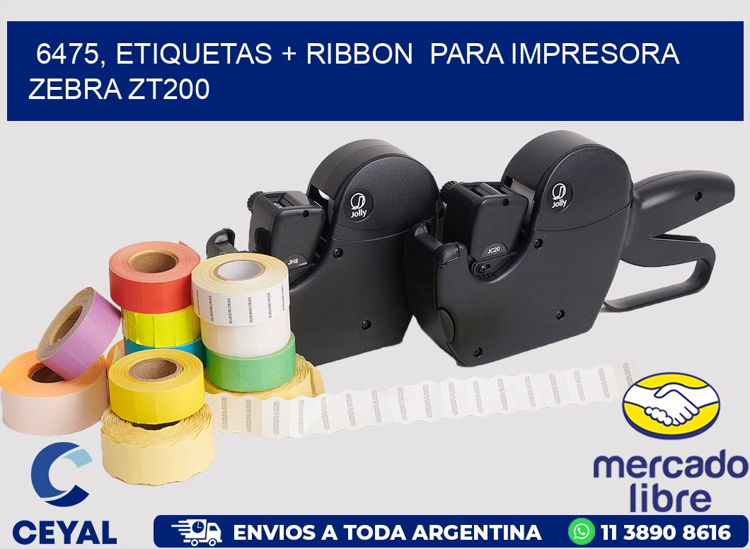 6475, etiquetas + ribbon  para impresora zebra ZT200