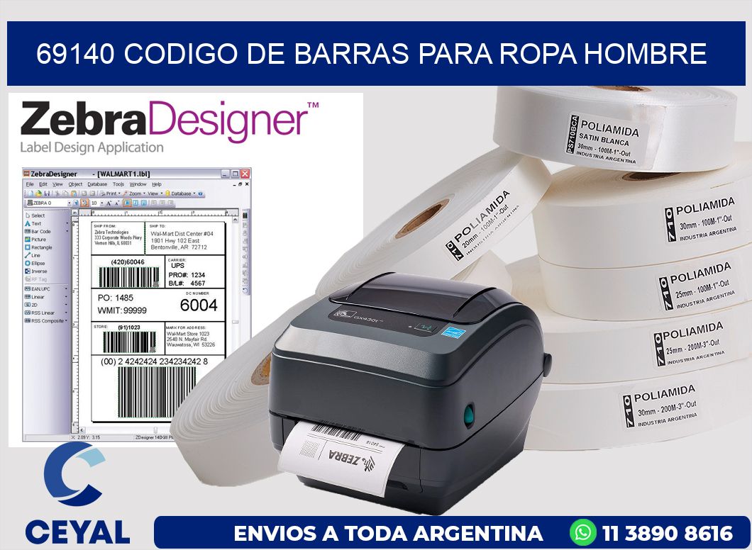 69140 CODIGO DE BARRAS PARA ROPA HOMBRE