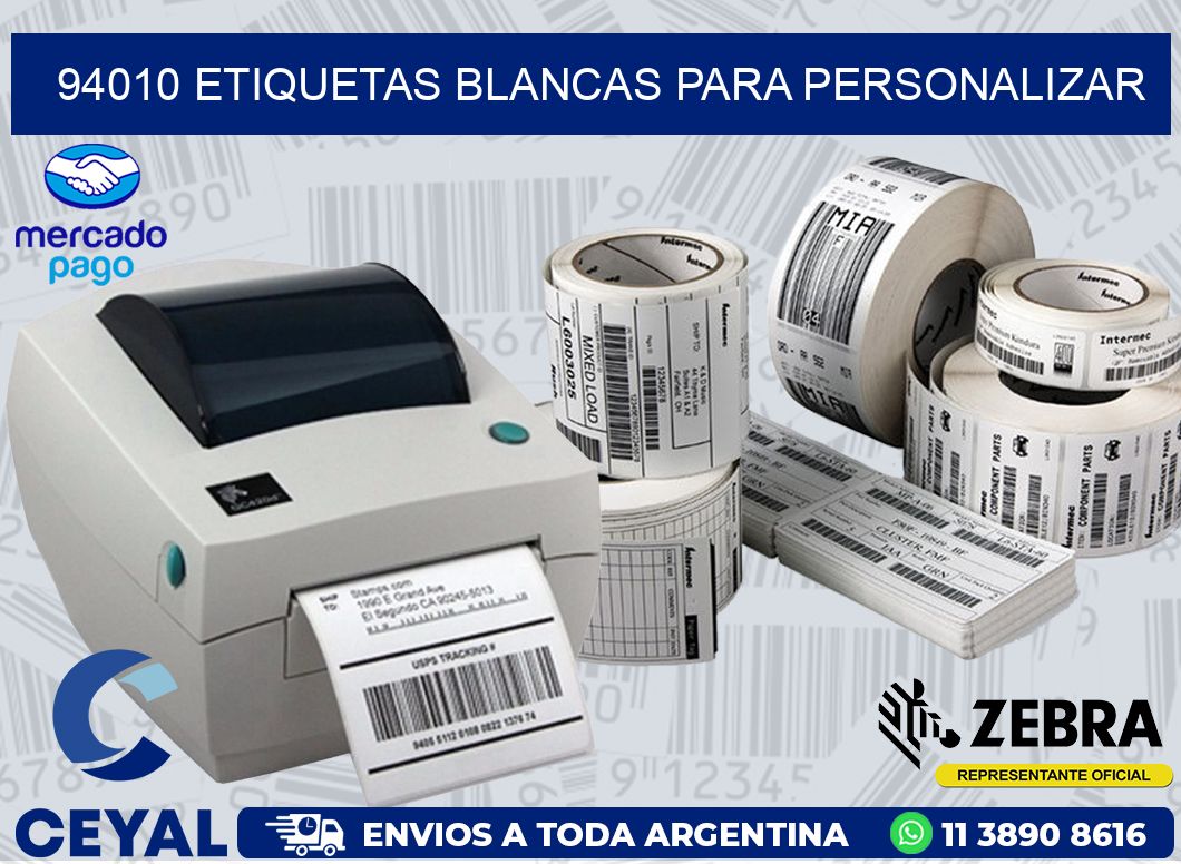 94010 ETIQUETAS BLANCAS PARA PERSONALIZAR