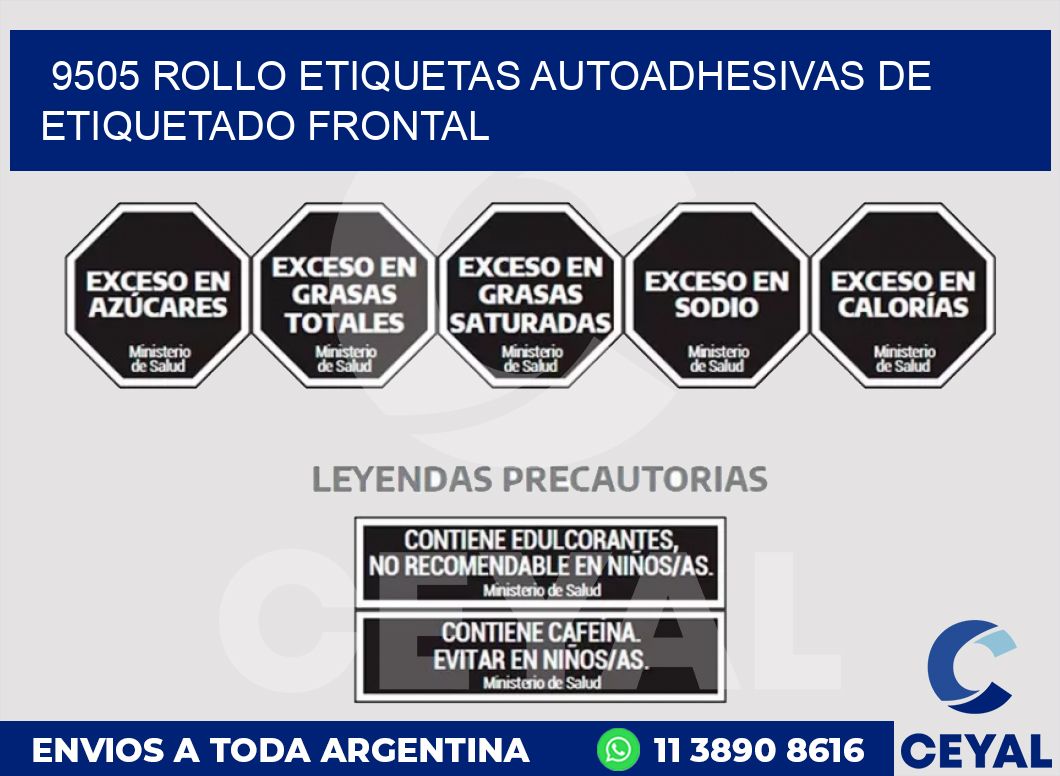 9505 ROLLO ETIQUETAS AUTOADHESIVAS DE ETIQUETADO FRONTAL