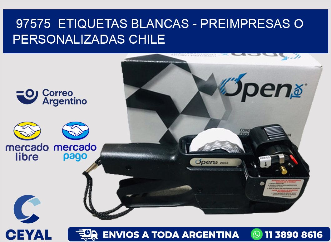 97575  ETIQUETAS BLANCAS - PREIMPRESAS O PERSONALIZADAS CHILE
