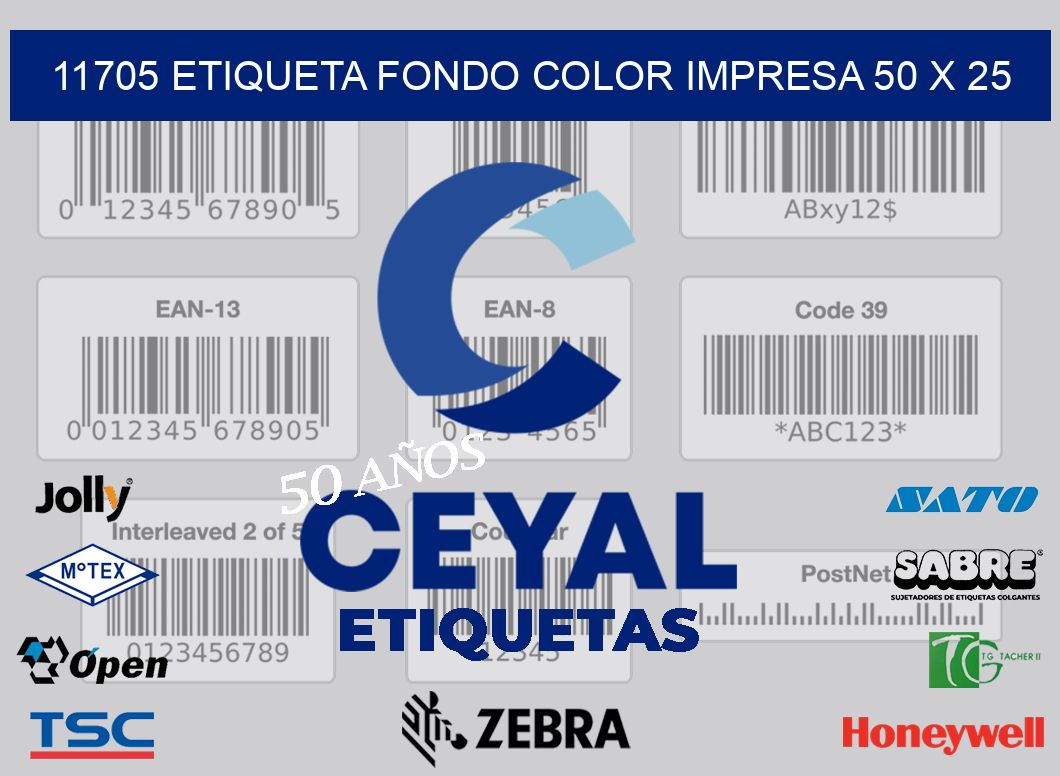 11705 ETIQUETA FONDO COLOR IMPRESA 50 X 25