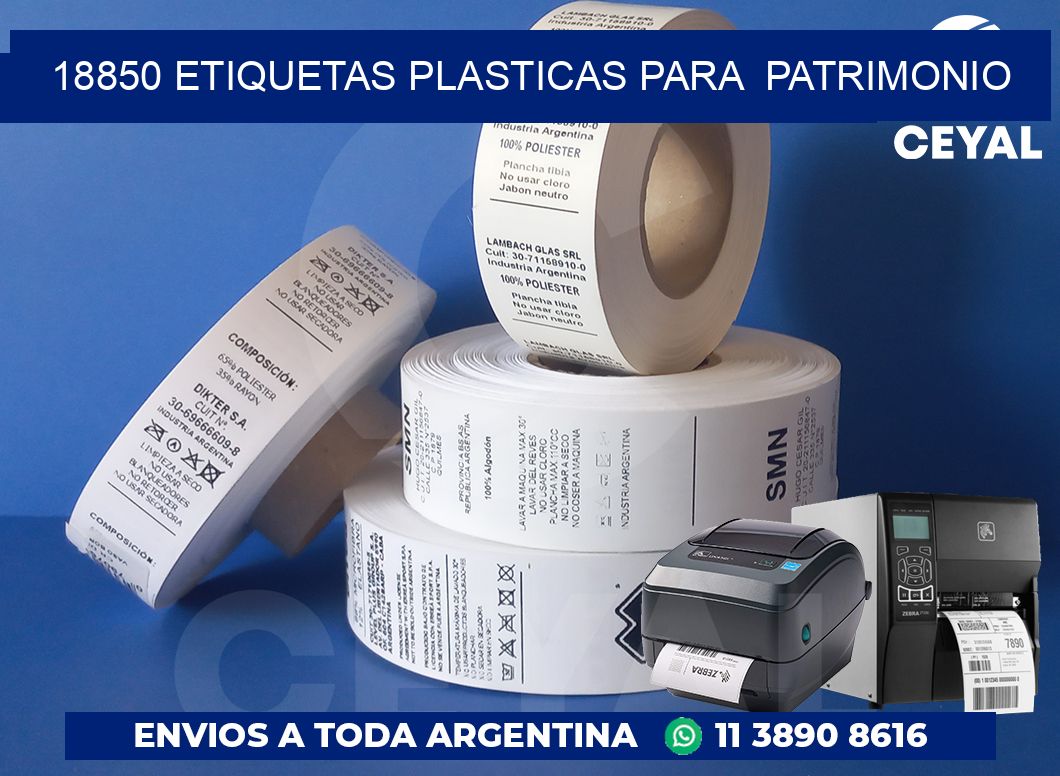 18850 ETIQUETAS PLASTICAS PARA  PATRIMONIO