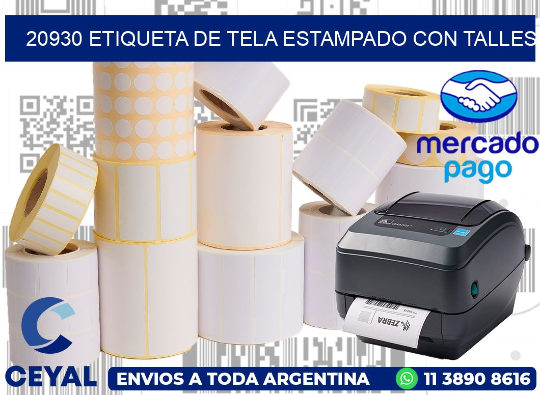 20930 ETIQUETA DE TELA ESTAMPADO CON TALLES