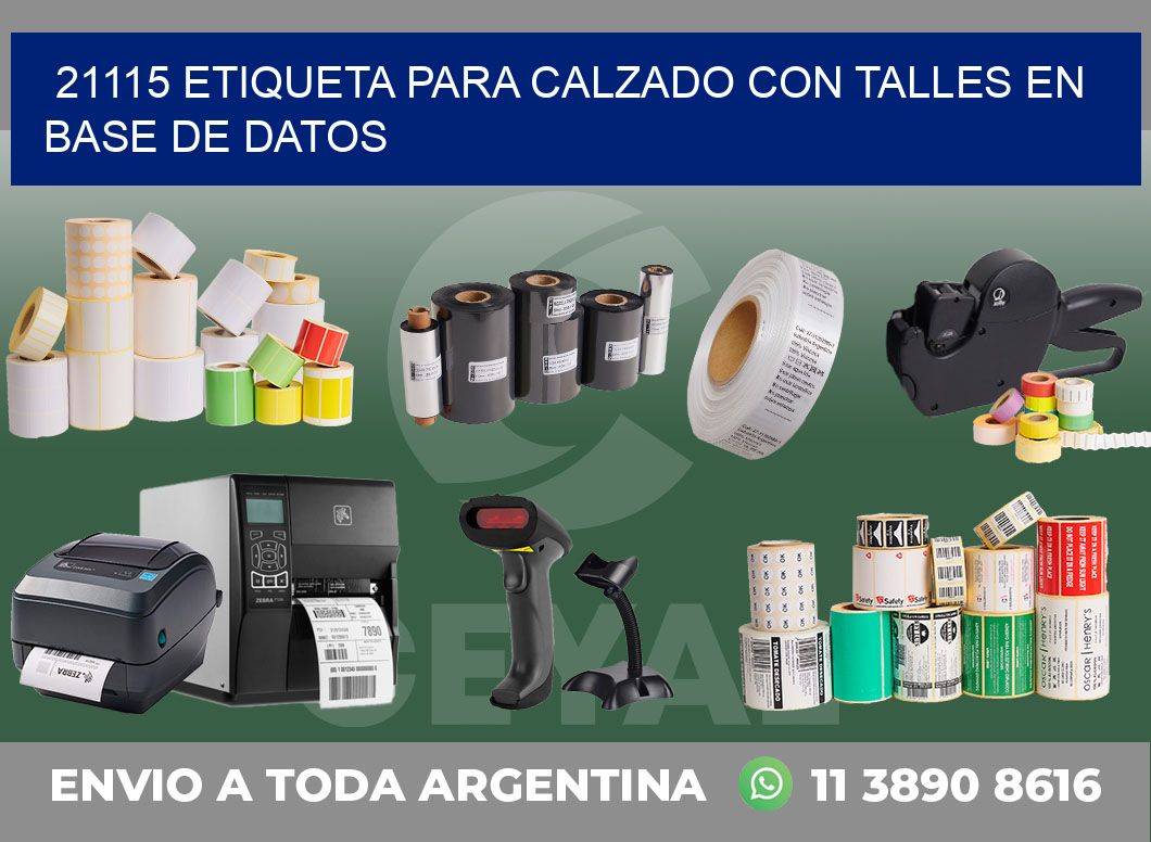 21115 ETIQUETA PARA CALZADO CON TALLES EN BASE DE DATOS