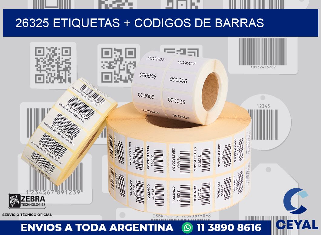 26325 etiquetas + codigos de barras