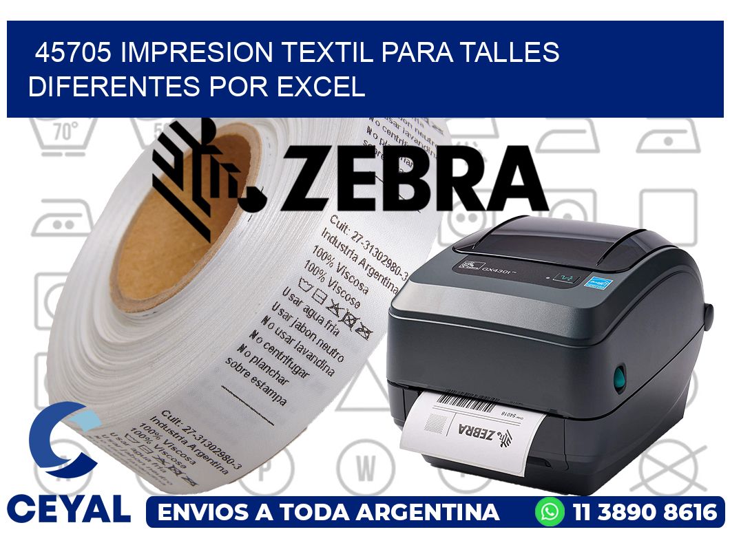 45705 IMPRESION TEXTIL PARA TALLES DIFERENTES POR EXCEL