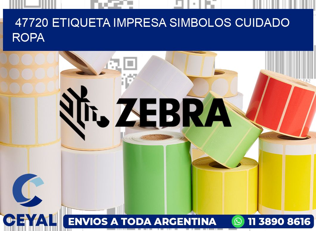 47720 ETIQUETA IMPRESA SIMBOLOS CUIDADO ROPA