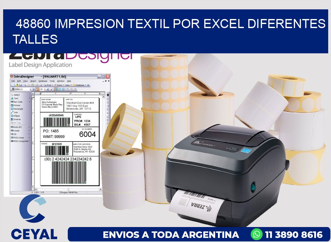 48860 IMPRESION TEXTIL POR EXCEL DIFERENTES TALLES