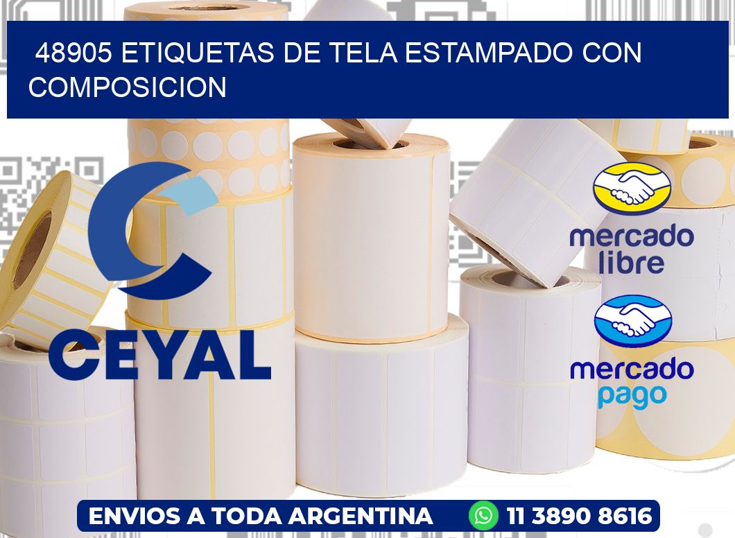 48905 ETIQUETAS DE TELA ESTAMPADO CON COMPOSICION