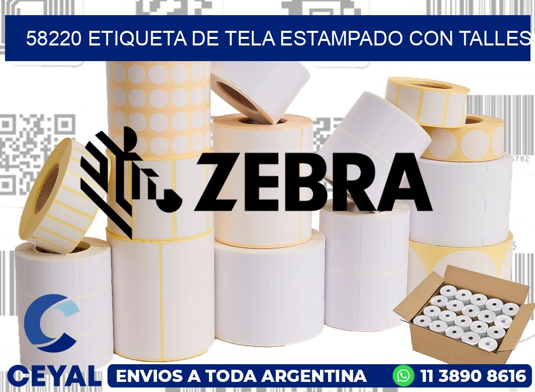 58220 ETIQUETA DE TELA ESTAMPADO CON TALLES