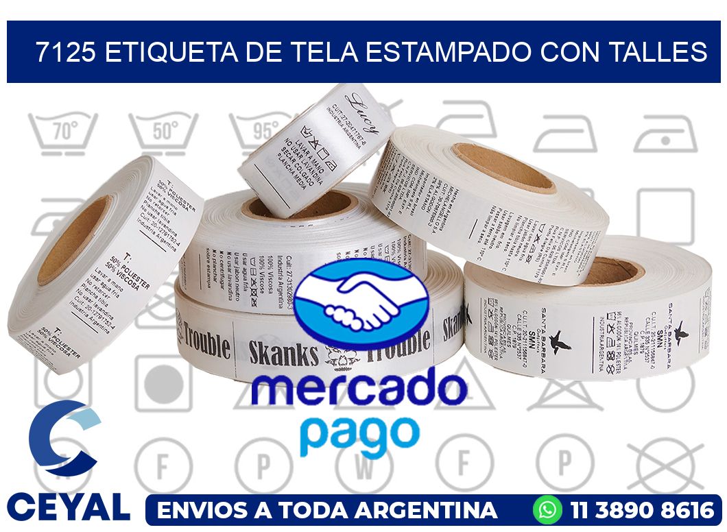 7125 ETIQUETA DE TELA ESTAMPADO CON TALLES
