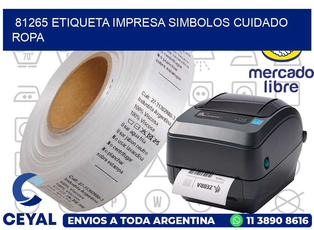 81265 ETIQUETA IMPRESA SIMBOLOS CUIDADO ROPA