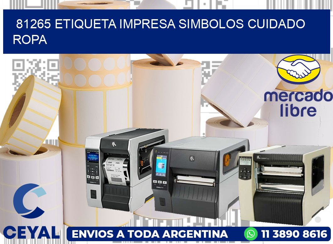 81265 ETIQUETA IMPRESA SIMBOLOS CUIDADO ROPA