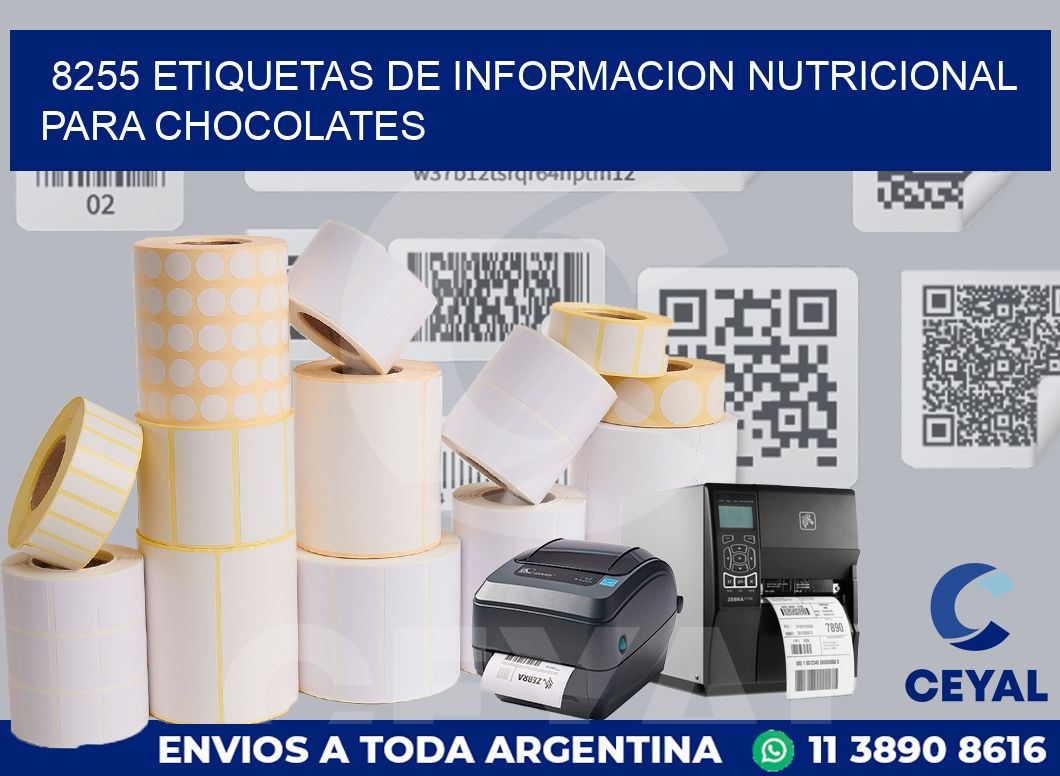 8255 ETIQUETAS DE INFORMACION NUTRICIONAL PARA CHOCOLATES