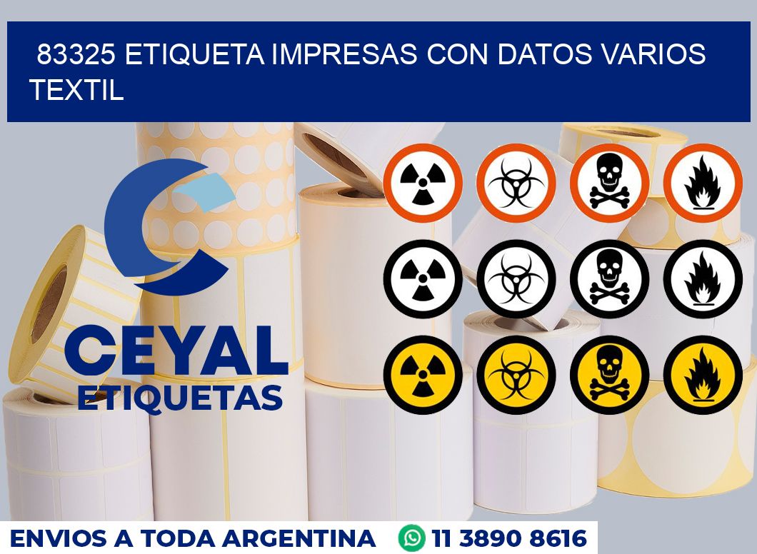 83325 ETIQUETA IMPRESAS CON DATOS VARIOS TEXTIL