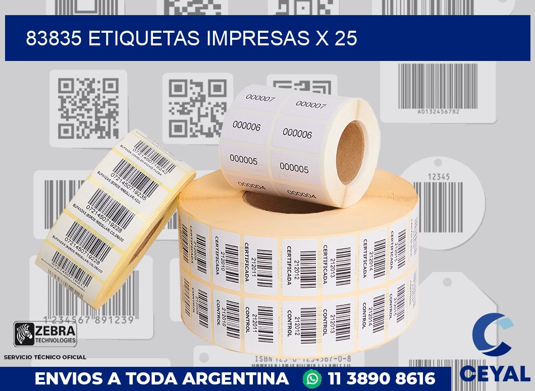 83835 Etiquetas impresas x 25