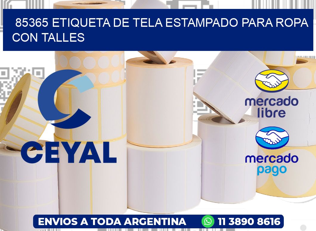 85365 ETIQUETA DE TELA ESTAMPADO PARA ROPA CON TALLES