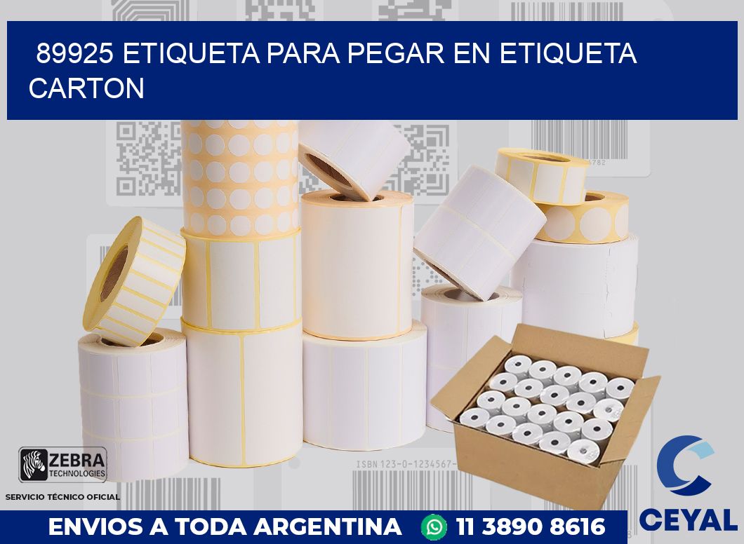 89925 ETIQUETA PARA PEGAR EN ETIQUETA CARTON