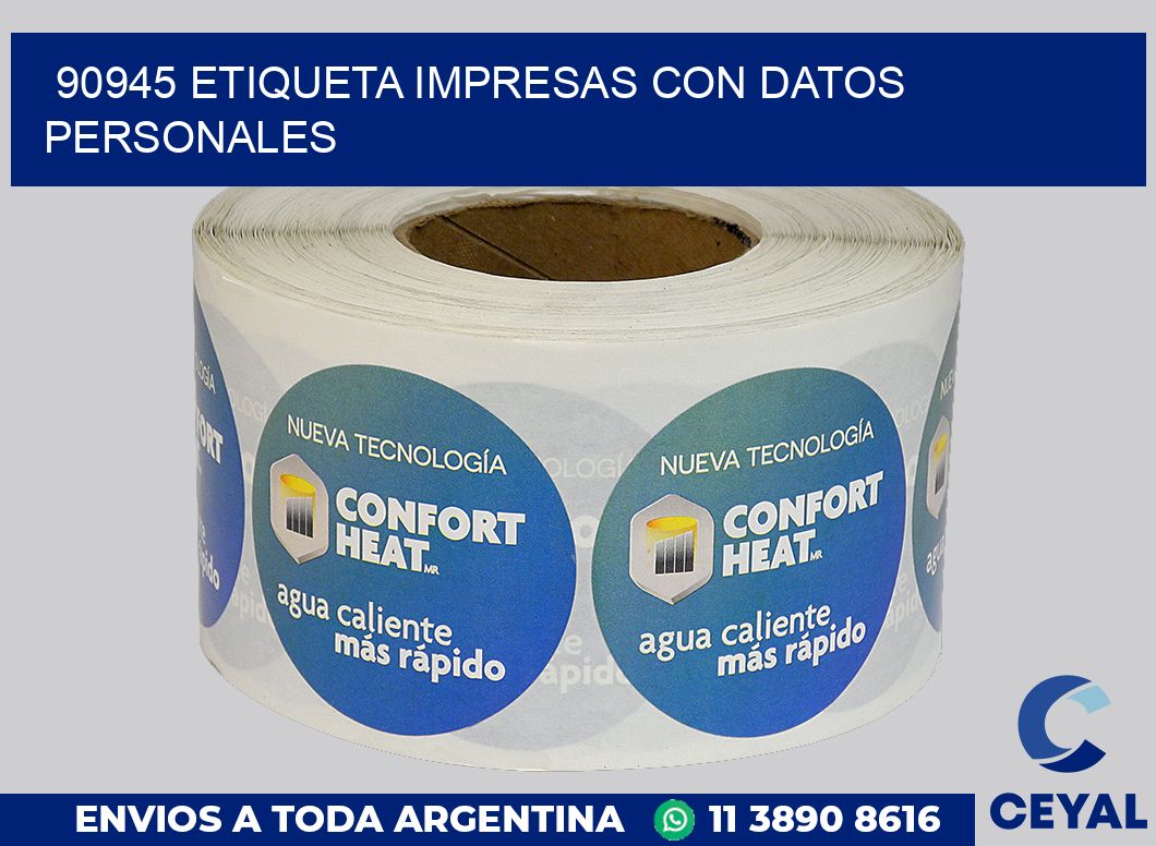 90945 ETIQUETA IMPRESAS CON DATOS PERSONALES