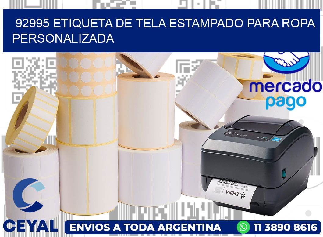 92995 ETIQUETA DE TELA ESTAMPADO PARA ROPA PERSONALIZADA