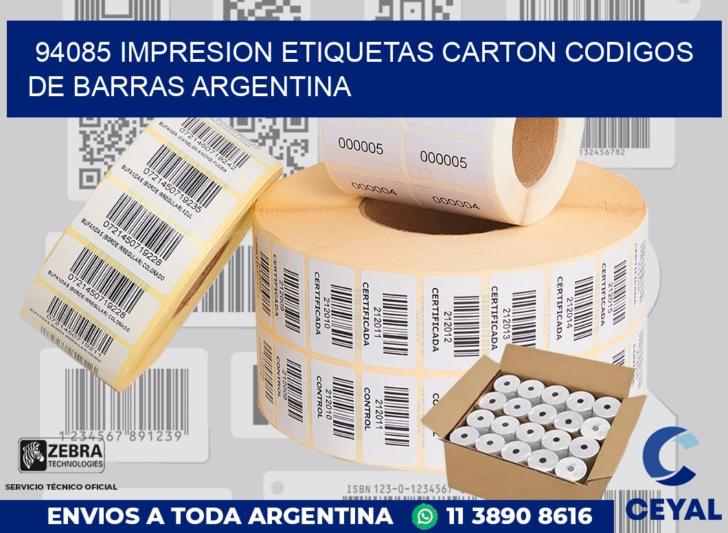 94085 IMPRESION ETIQUETAS CARTON CODIGOS DE BARRAS ARGENTINA
