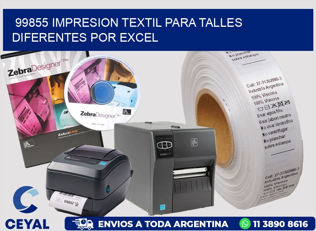 99855 IMPRESION TEXTIL PARA TALLES DIFERENTES POR EXCEL