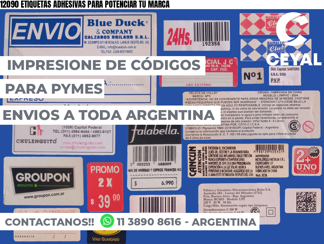 12090 ETIQUETAS ADHESIVAS PARA POTENCIAR TU MARCA