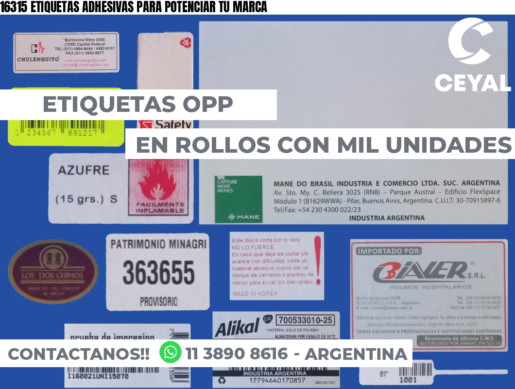 16315 ETIQUETAS ADHESIVAS PARA POTENCIAR TU MARCA