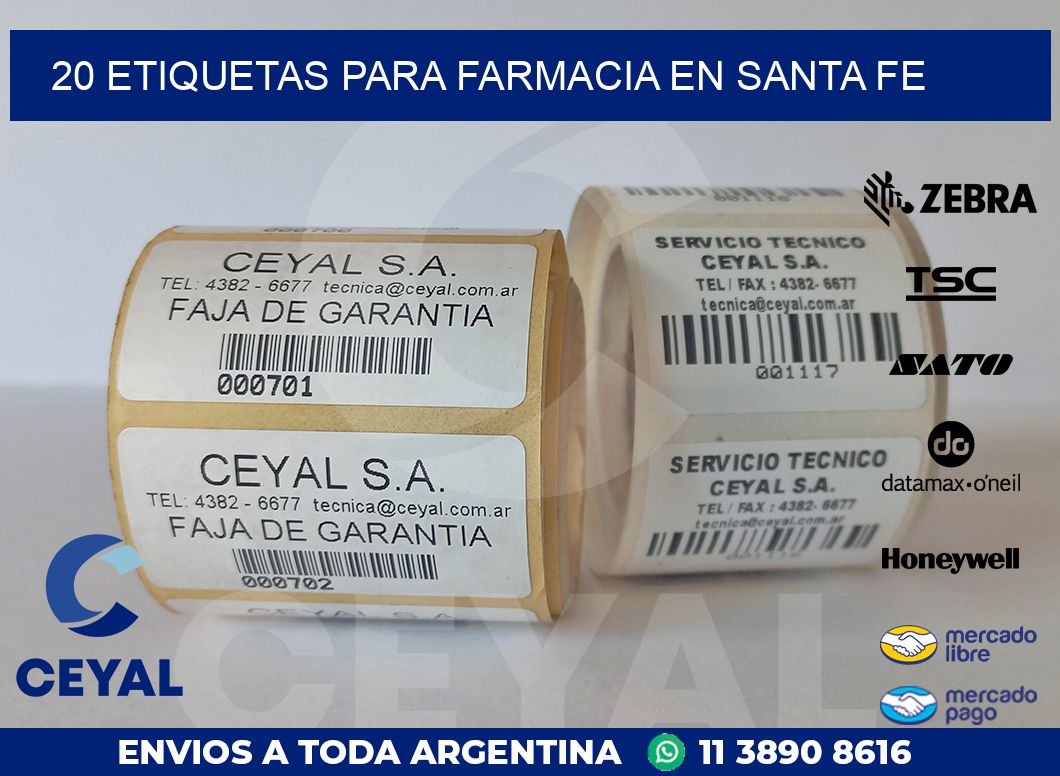 20 ETIQUETAS PARA FARMACIA EN SANTA FE