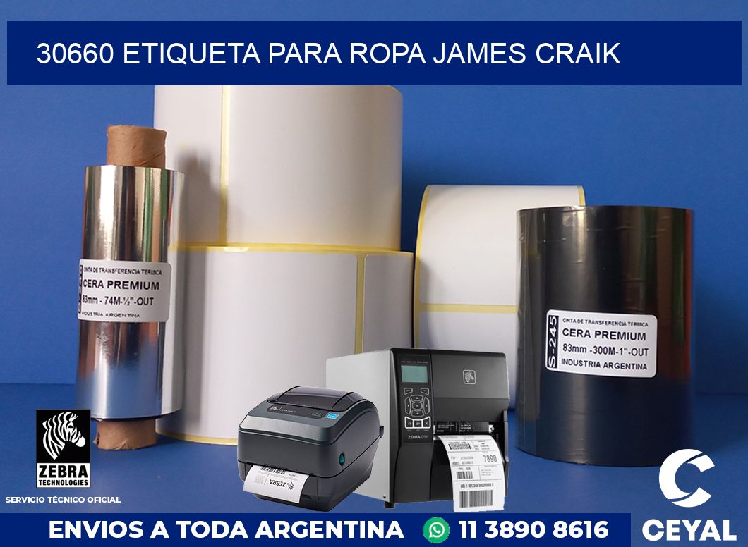30660 ETIQUETA PARA ROPA JAMES CRAIK