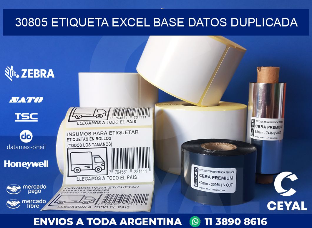 30805 etiqueta excel base datos duplicada
