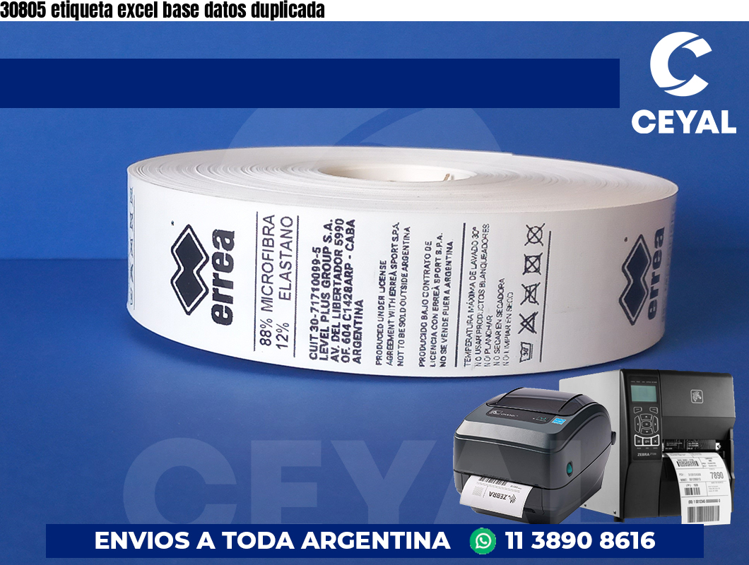 30805 etiqueta excel base datos duplicada