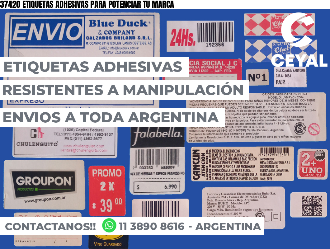 37420 ETIQUETAS ADHESIVAS PARA POTENCIAR TU MARCA