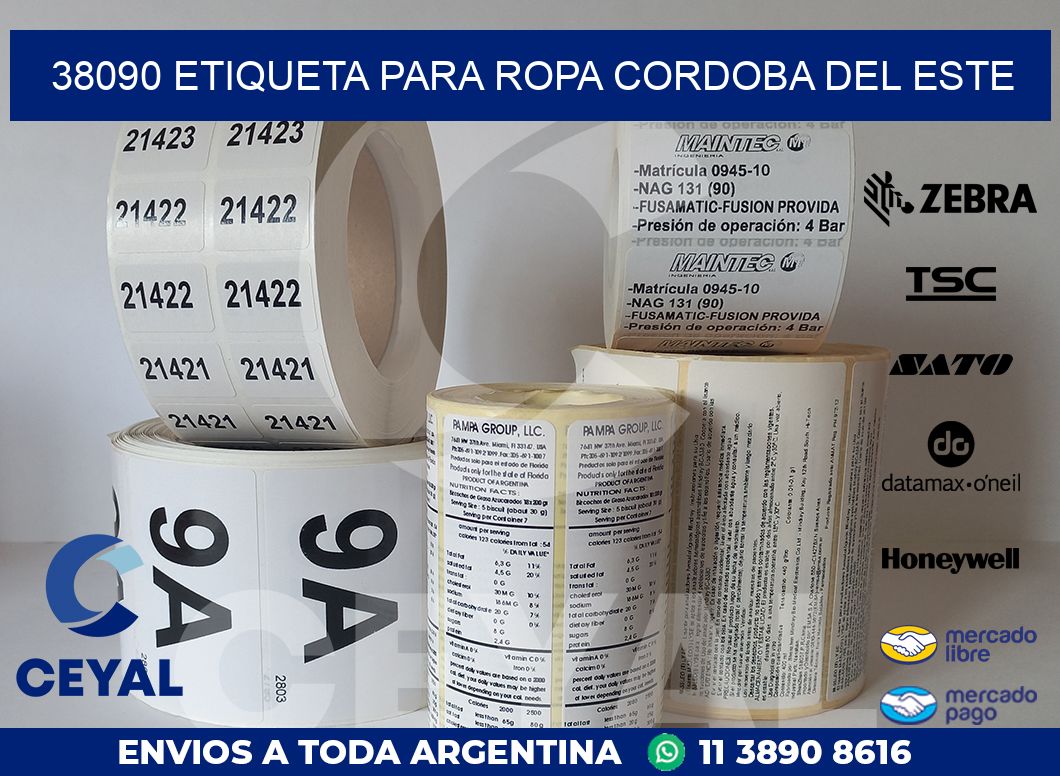 38090 ETIQUETA PARA ROPA CORDOBA DEL ESTE