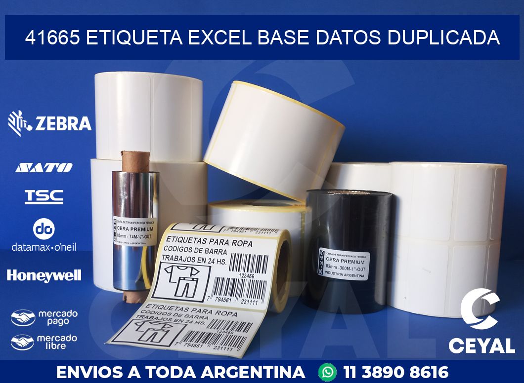 41665 etiqueta excel base datos duplicada