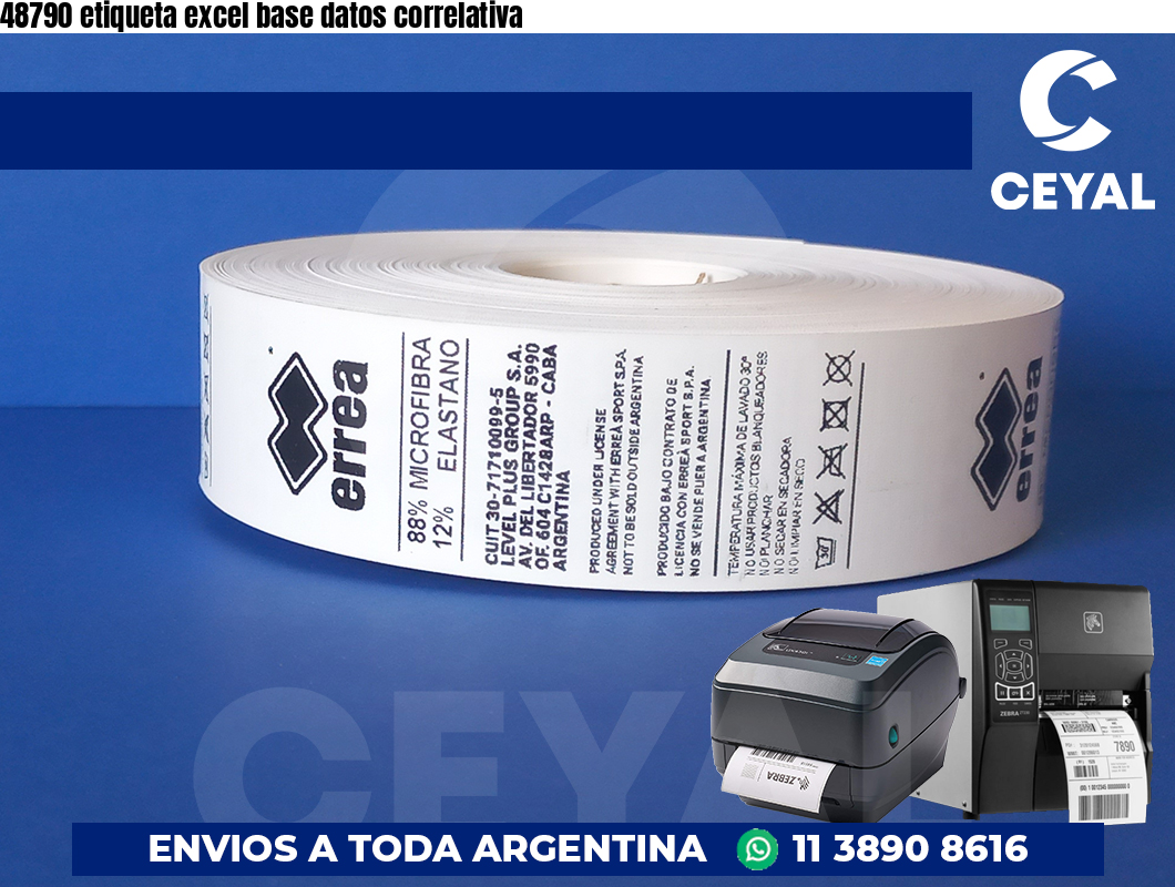 48790 etiqueta excel base datos correlativa