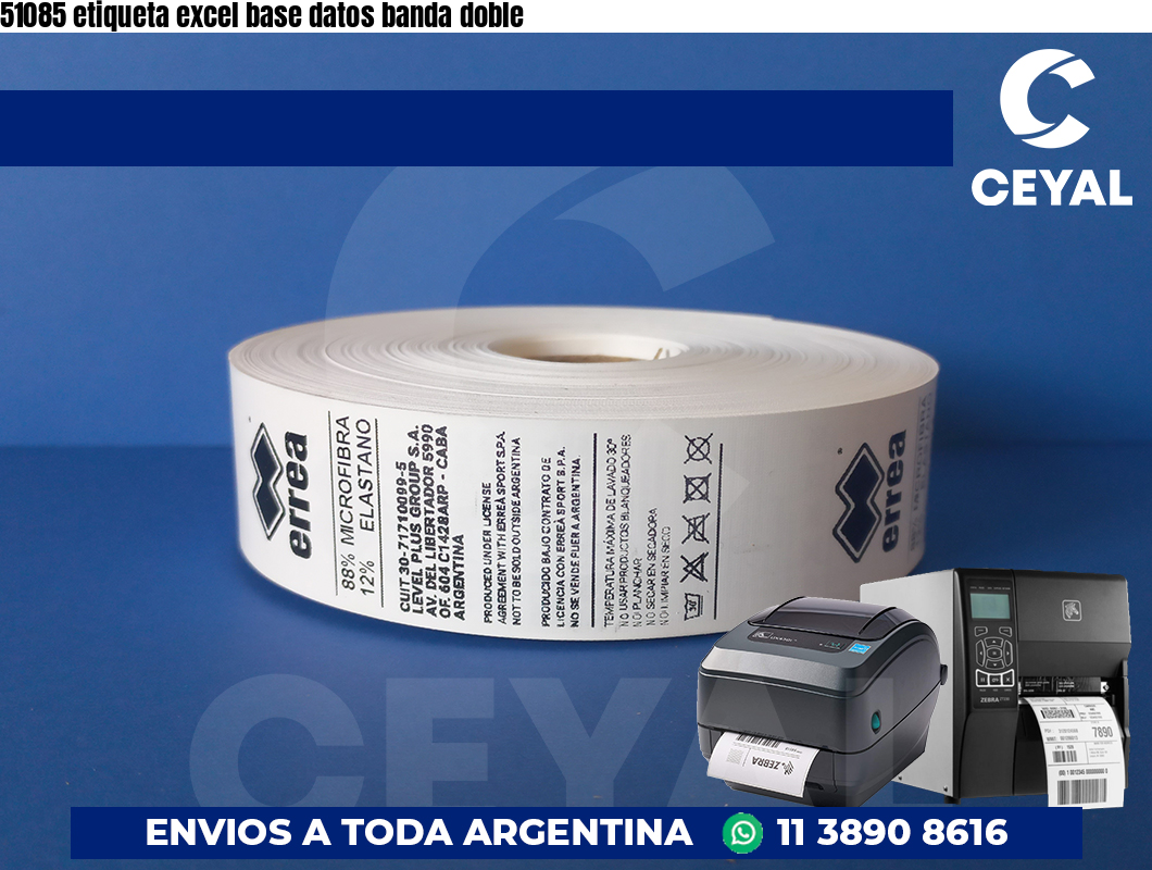 51085 etiqueta excel base datos banda doble